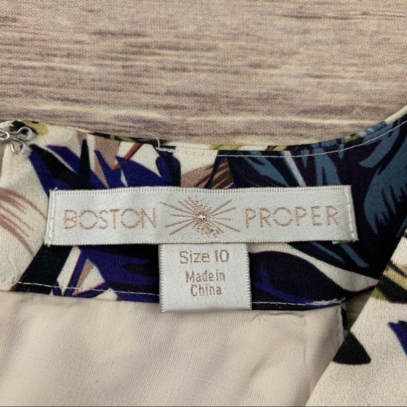 Boston Proper cream and blue tropical floral dress - Picture 5 of 10